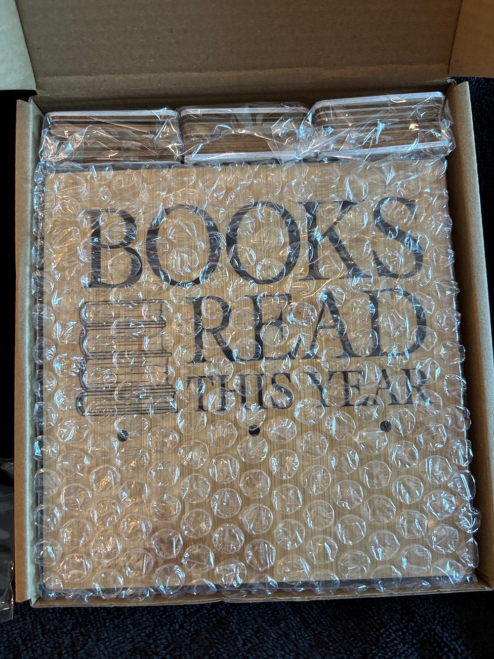 Wooden Book Read This Year Display with Hooks and Numbers